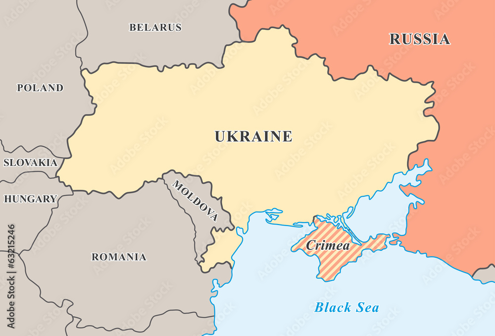 Crimea annexation. Political map of Crimean crisis 2014.