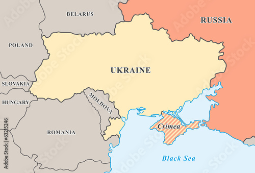 Crimea annexation. Political map of Crimean crisis 2014.