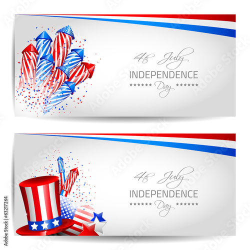 Set of Independence Day Cards - Vector