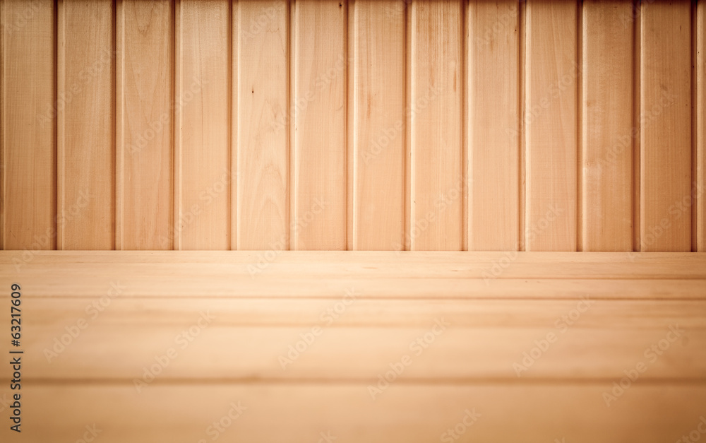 Closeup shot of brown wooden planks on floor and wall Closeup shot of brown wooden planks on floor and wall