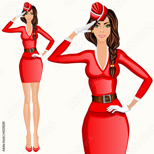 Young woman stewardess