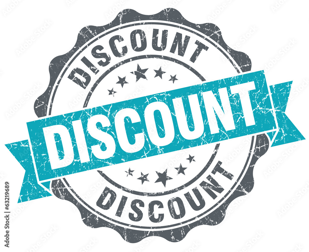 Fototapeta premium Discount blue grunge retro style isolated seal
