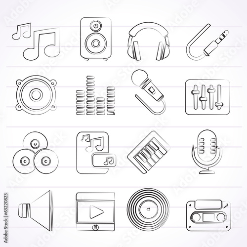 Music, sound and audio icons - vector icon set