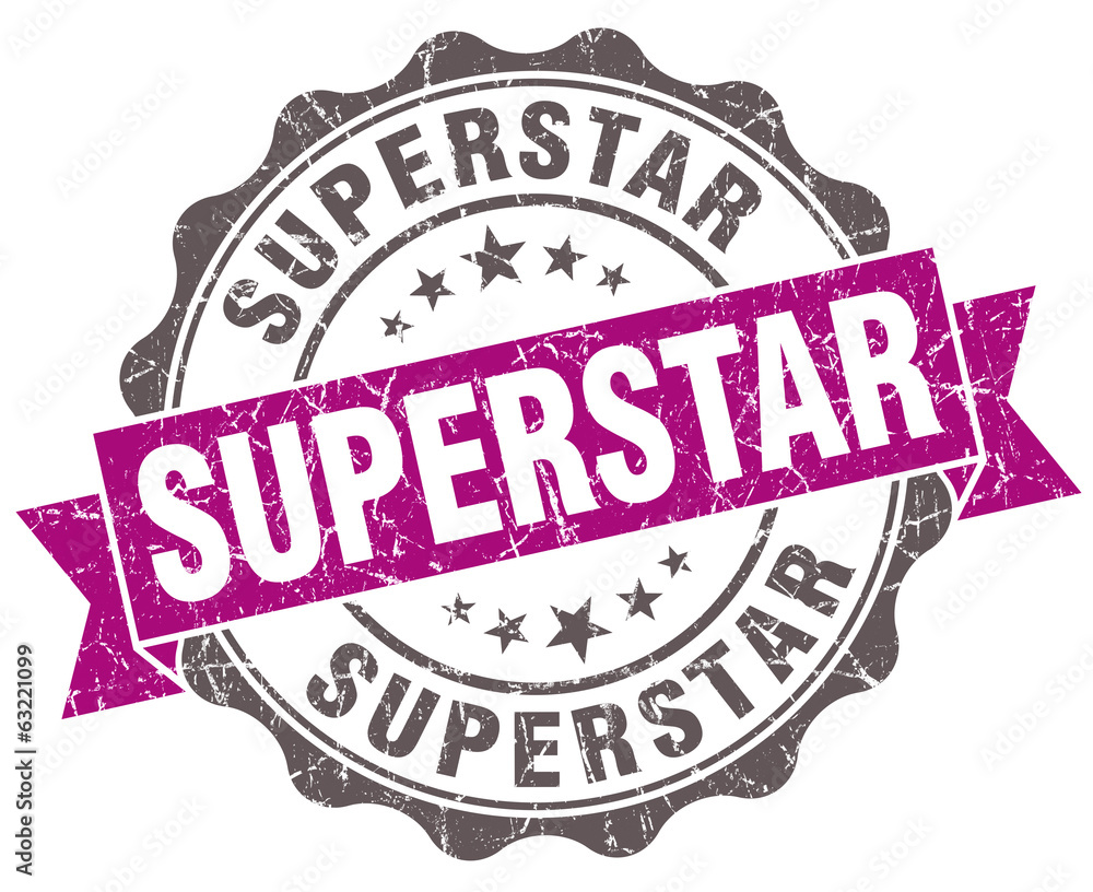 Fototapeta premium Superstar violet grunge retro style isolated seal