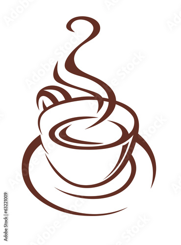 Doodle sketch of a steaming cup of coffee