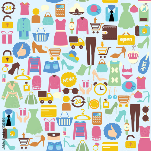 vector background with shopping icons