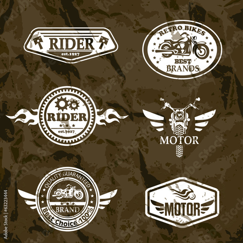 motorcycle vintage labels, set of emblems