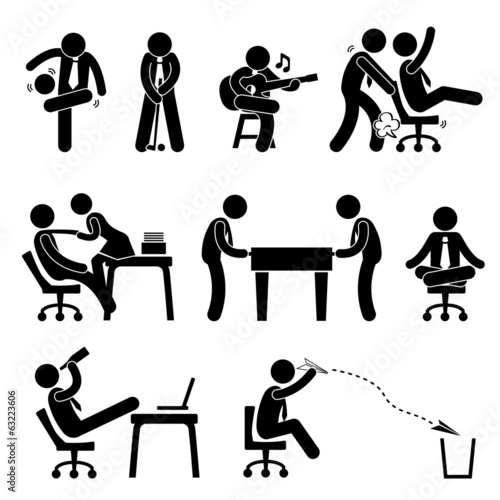 Employee Worker Staff Office Workplace Having Fun Playing