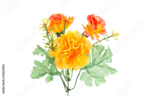 isolated bouquet of fake flower is rose colorful on white backgr