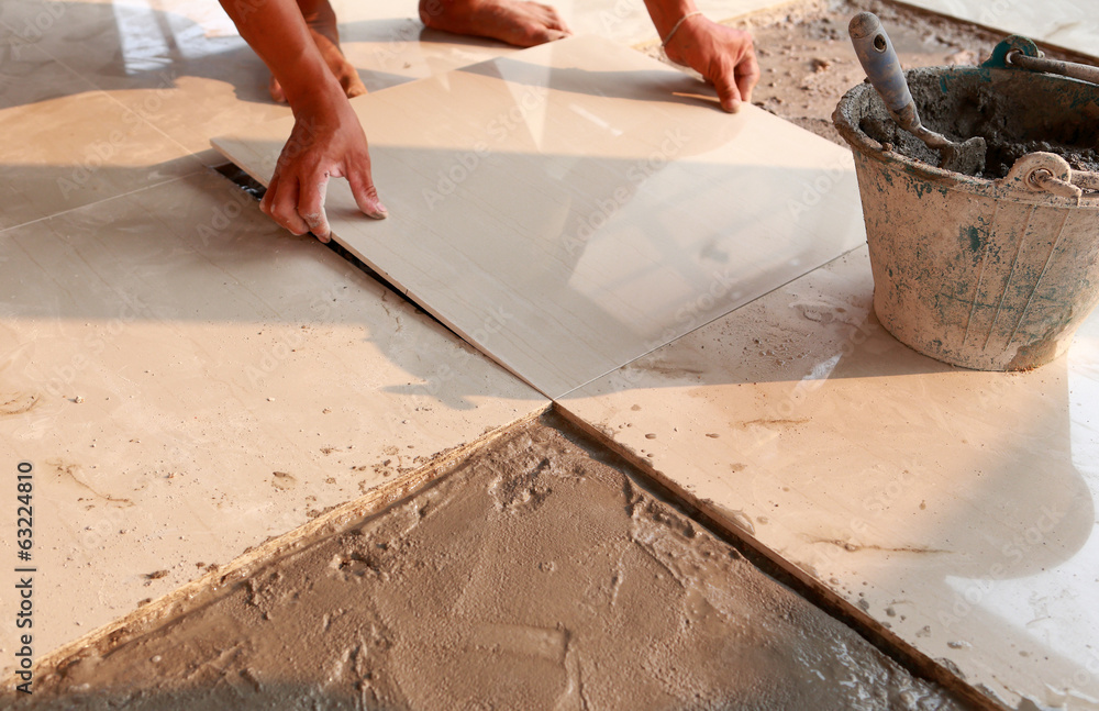 floor tile installation for house building