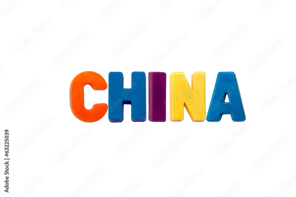 Letter magnets CHINA isolated on white Letter magnets CHINA isolated on white