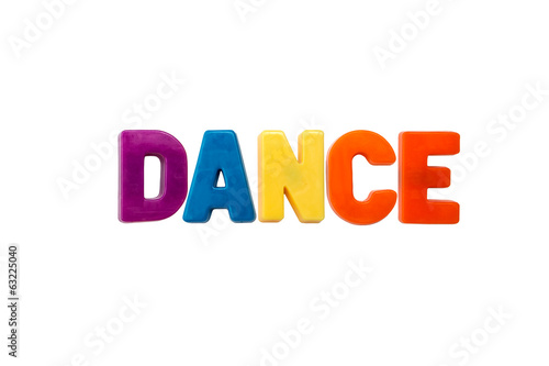 Letter magnets DANCE isolated on white