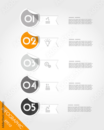 orange rounded flat stickers with ribbons © mdesignstudio