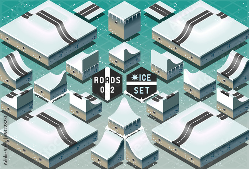 Isometric Roads on Two Levels Frozen Terrain