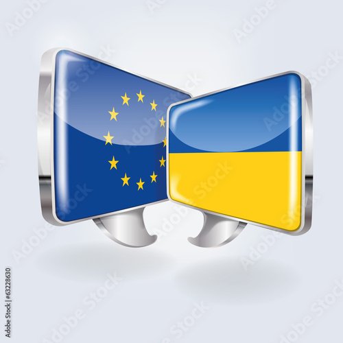 Sprechblasen mit Europa und Ukraine