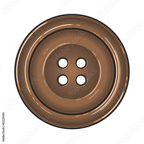 Sewing button in vintage engraving style (Vector illustration)