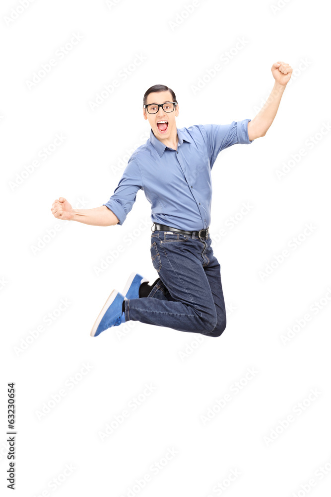 excited man jumping