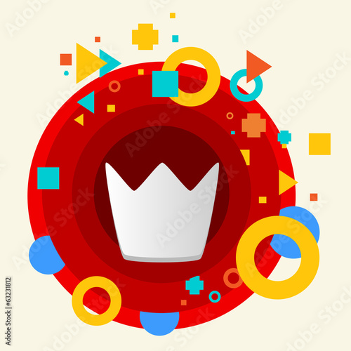 Crown on abstract colorful made from circles background with dif