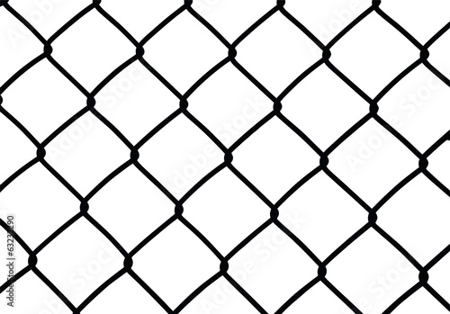 Silhouette of wired fence isolated on white, vector