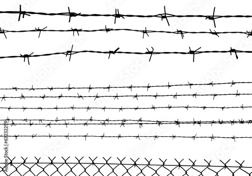silhouette of the barbed wire isolated on white, vector