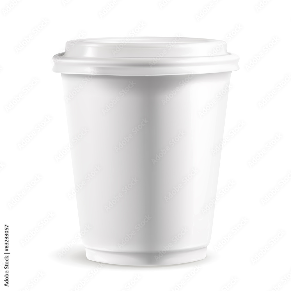 White paper cup with lid, detailed vector illustration White paper cup with lid, detailed vector illustration