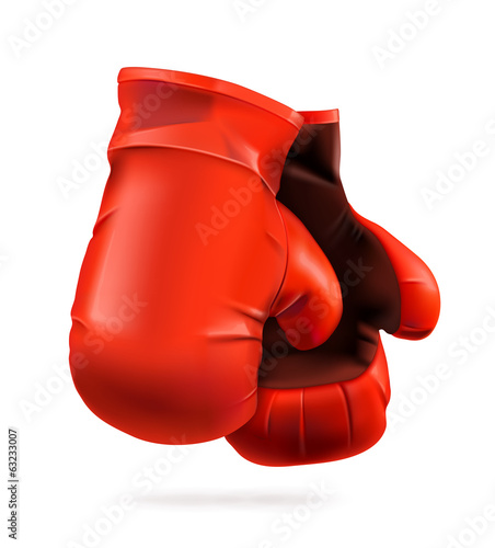 Red boxing gloves, detailed vector illustration