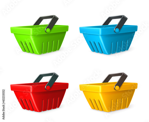 Shopping basket vector icon set