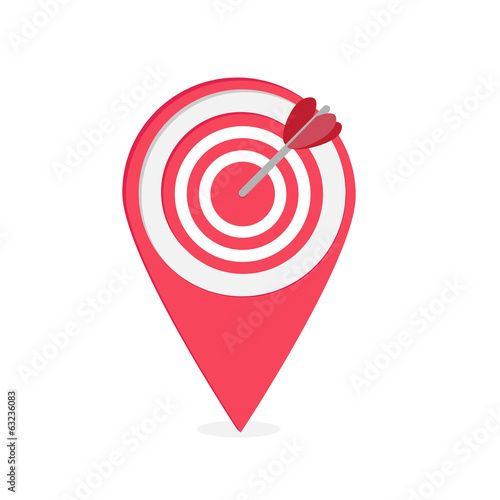 Map pointer with target and heart arrow .