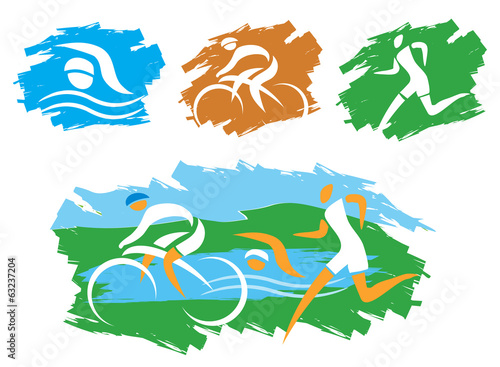 Triathlon grunge symbols