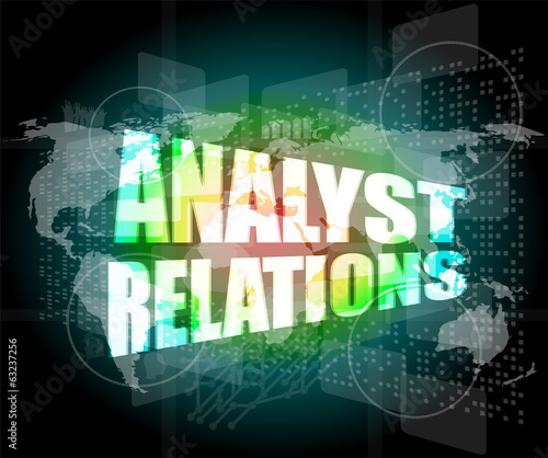 analyst relations words on digital screen