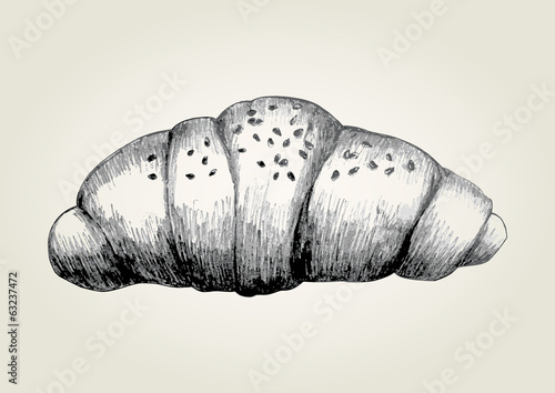 Sketch illustration of a croissant