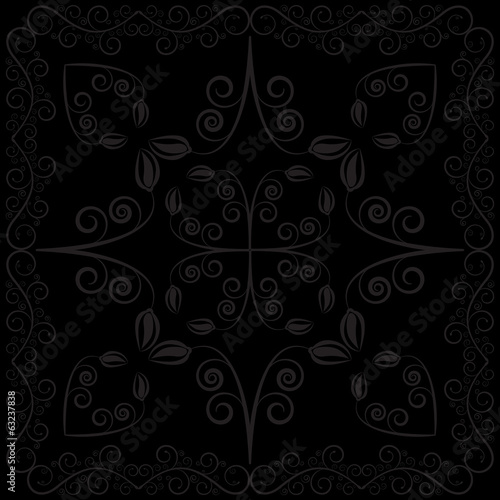 Black flower with leaf background vector