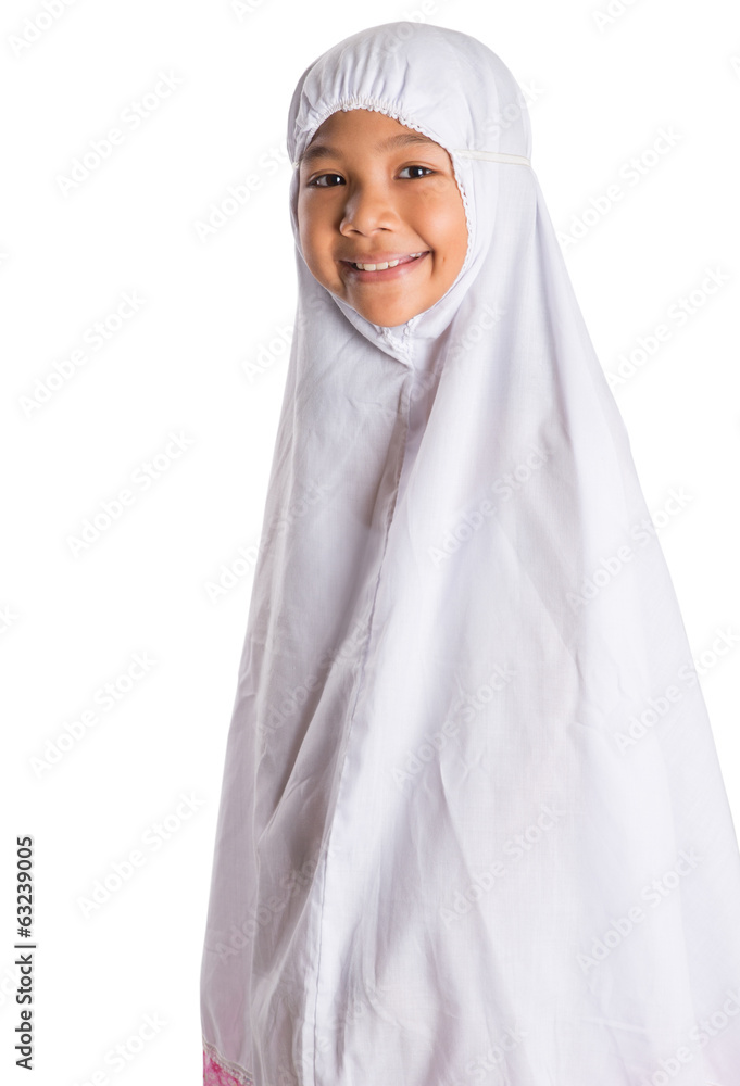 Young Muslim Girl In White Hijab