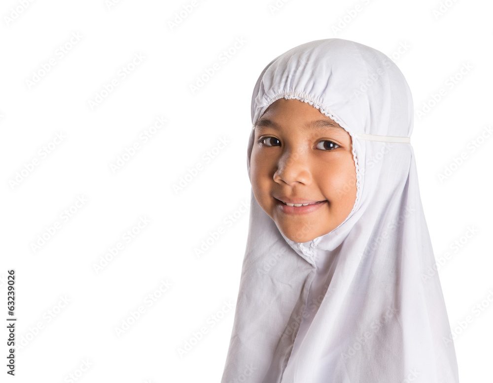 Young Muslim Girl In White Hijab Young Muslim Girl In White Hijab