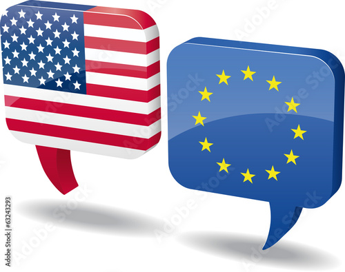 Sprechblasen Dialog US - EU vector