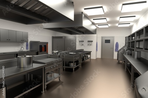 realistic 3d render of kitchen