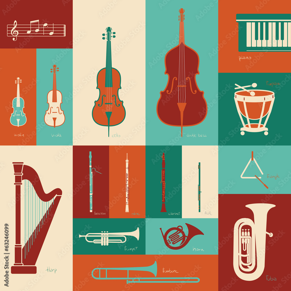 Naklejka premium Classica music instruments