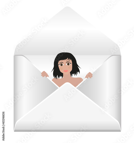 busta da lettera con ragazza che sbuca