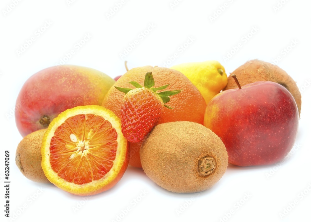 Assortment of exotic fruits isolated on white background Assortment of exotic fruits isolated on white background