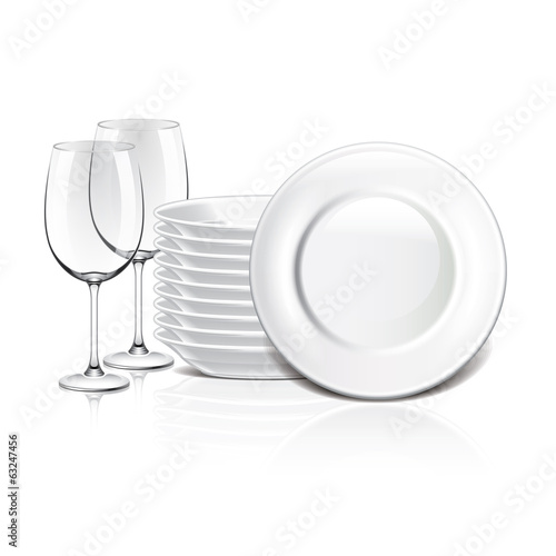 White crockery vector illustration