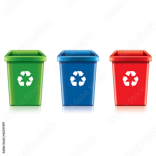 Plastic recycle bin set vector illustration