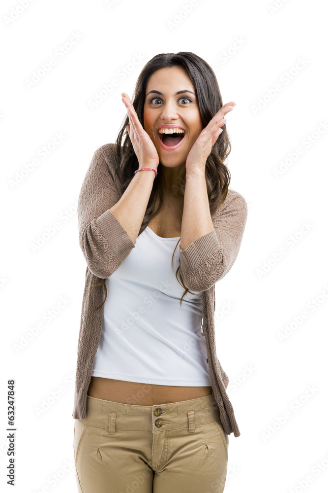 Fototapeta premium Astonished woman