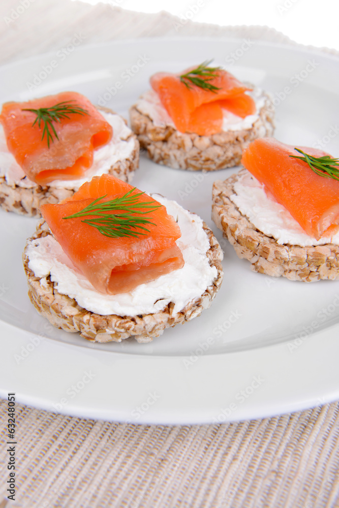 Delicious canapes on plate close-up Delicious canapes on plate close-up