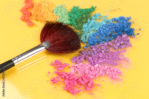 Rainbow crushed eyeshadow and professional make-up brush