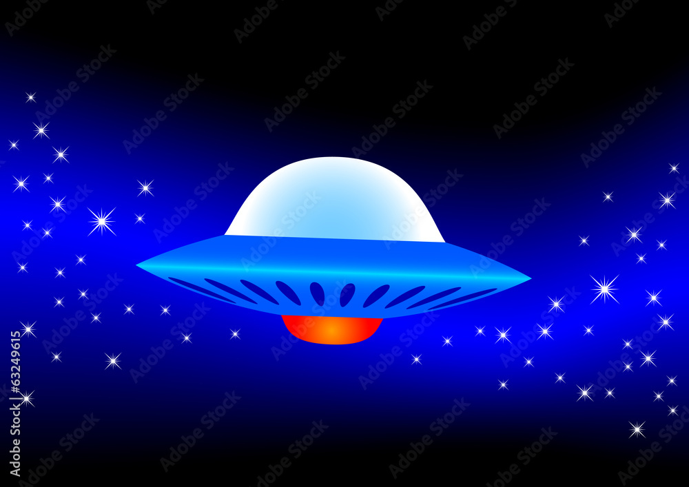 Blue UFO in space Blue UFO in space