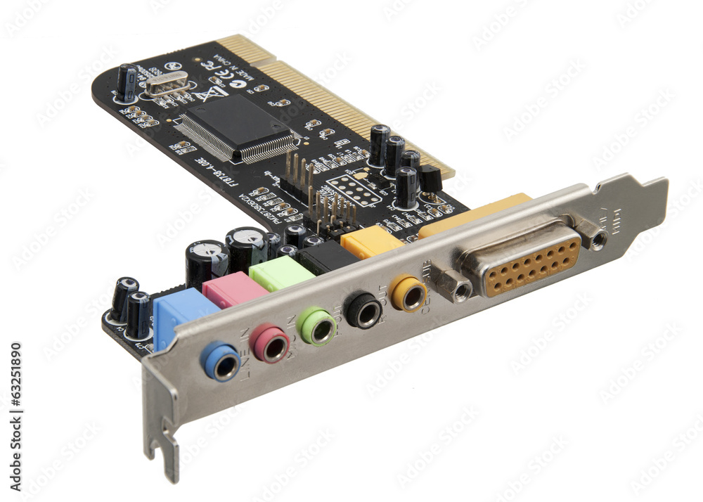 Sound card for computer isolated on white background with clippi Sound card for computer isolated on white background with clippi