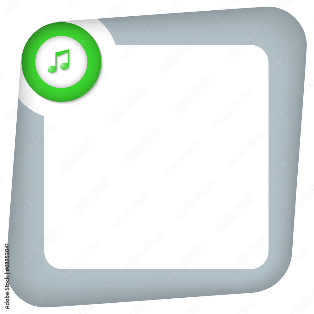 abstract box for entering text with green music icon