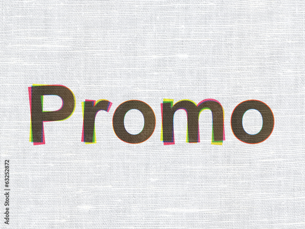 Advertising concept: Promo on fabric texture background Advertising concept: Promo on fabric texture background