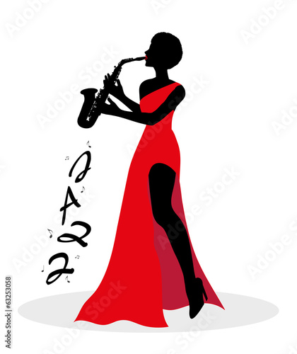 silhouette di donna che suona il sax