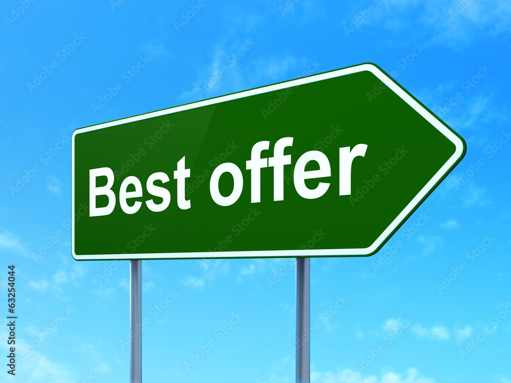 Finance concept: Best Offer on road sign background Finance concept: Best Offer on road sign background